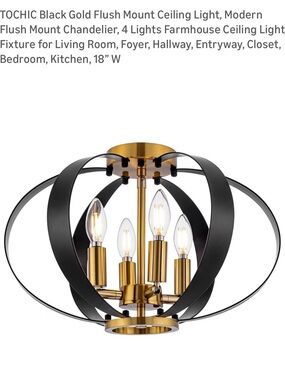 chic Black and Gold Modern 4-Light Orb Flush Mount